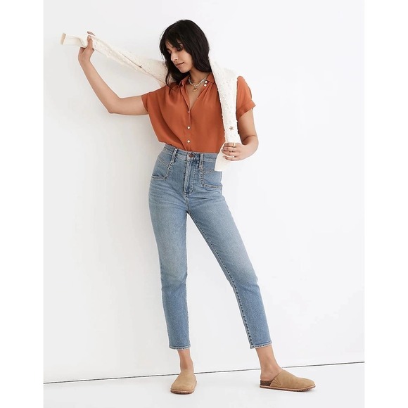 Madewell Denim - Madewell The Momjean in Florian Wash: TENCEL edition straight leg Sz31